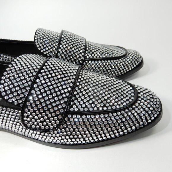 Jeffrey Campbell Velvit Penny Loafers Size 8 Rhinestone Apron Toe Flats NEW - Picture 7 of 12